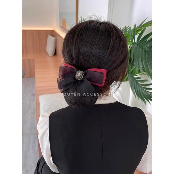 Kẹp nơ xinh- kẹp nơ đính đá thời trang-kẹp búi tóc đính đá.
