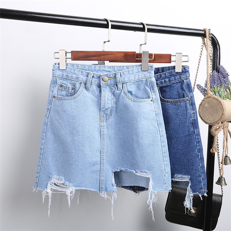 SUXI Chân váy jean Chữ A Lưng Cao Thiết Kế Không Đồng Đều Xinh Xắn Thời Trang Dành Cho Nữ