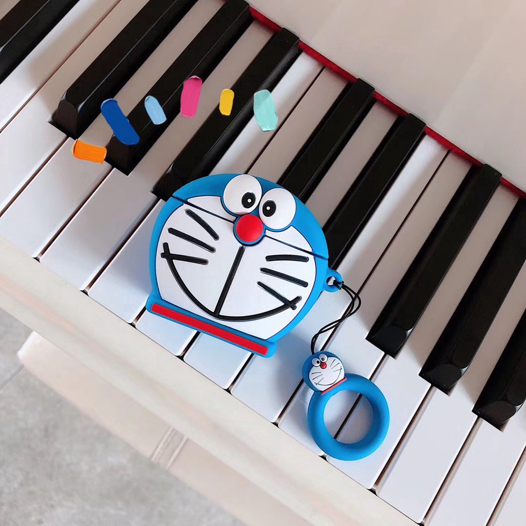 Ốp bọc bảo vệ hộp sạc tai nghe không dây for Apple AirPods1/2 kiểu dáng Doraemon dễ thương