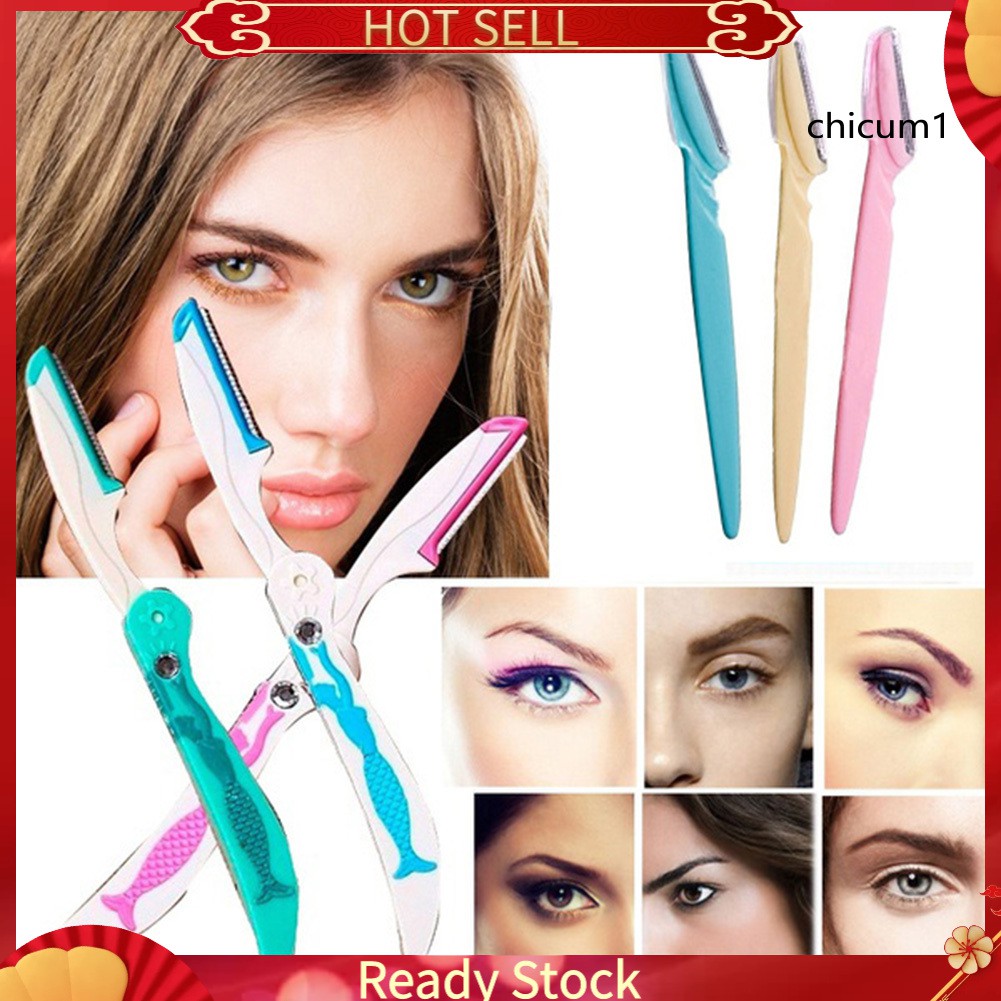 Bộ 3 Đồ Cạo Lông Mày Bằng Thép Không Gỉ Bền Bỉ Dễ Dùng