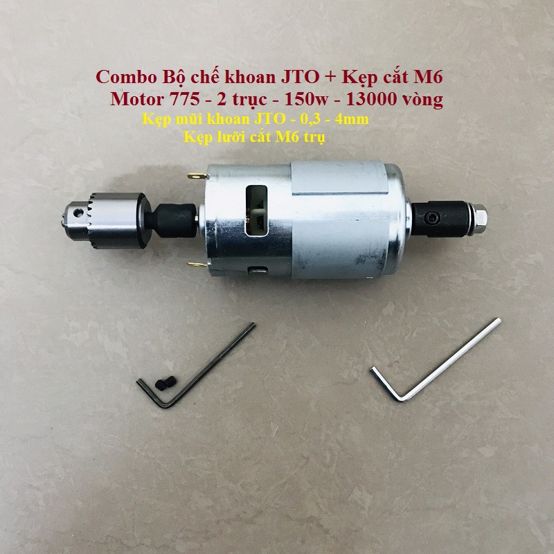 Combo khoan Jto 0,3 - 4mm  và cắt Motor 775 150w 13000 vòng