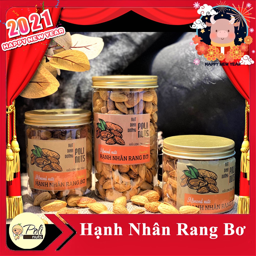 Hạnh Nhân Rang Bơ Polinuts Loại 1 Vỏ Mỏng Nhập Khẩu Mỹ Giá Tốt Hũ 300g / 400g / 500g