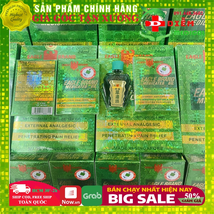 [CHÍNH HÃNG XUẤT MỸ] Dầu Gió Xanh 2 Nắp Mỹ Sing Con Ó 24ml, Tem In, Mẫu Mới Chuẩn Xuất USA, Bao Thơm Bao Nóng