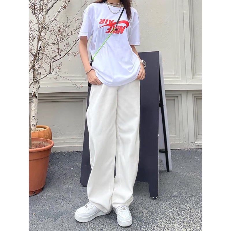 Quần baggy ống rộng trắng