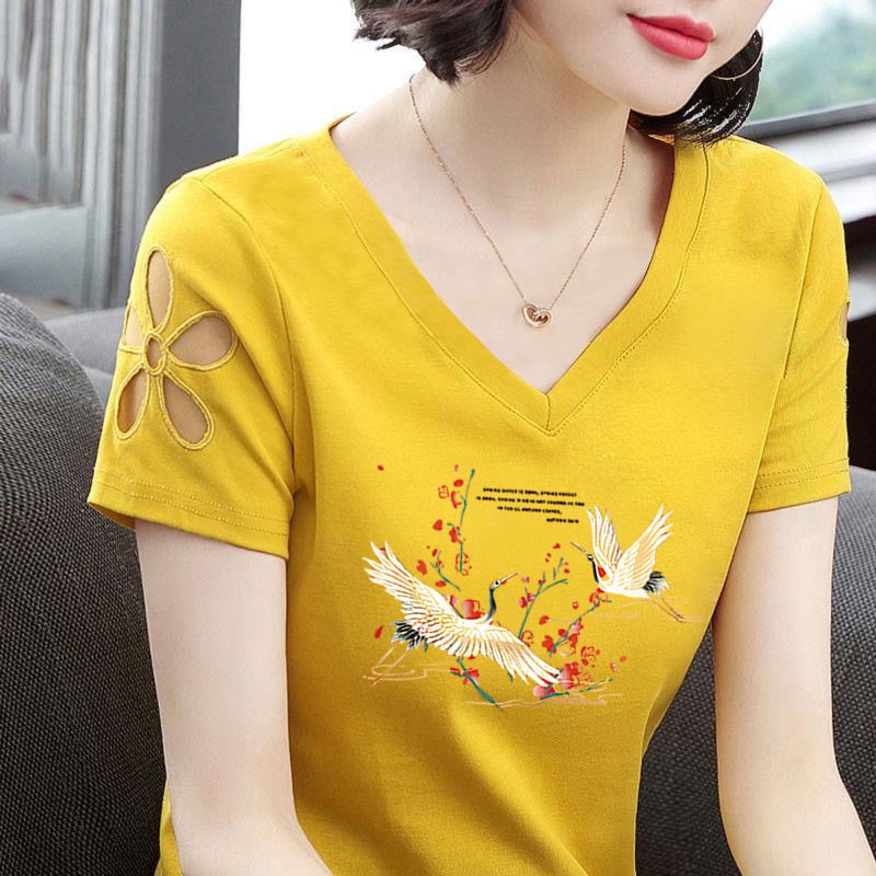 Áo Thun Nữ Tay Ngắn Cổ Chữ V nữ áo Áo Croptop Ngắn Tay