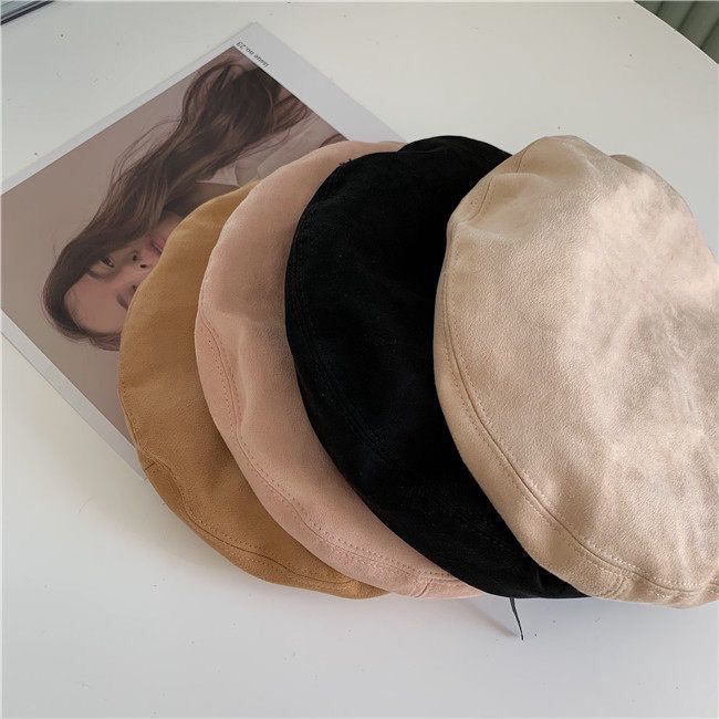Mũ Beret Da pu Màu Trơn Thời Trang Vintage Nhật Hàn Cho Nữ