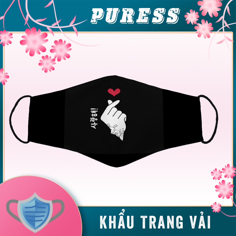 Khẩu Trang Xịn In Hình Kpop Heart PURESS Dây Đeo Mềm Chuyên Dụng, Đeo Thoải Mái, Không Đau Tai, Dễ Thở, Thoáng Khí