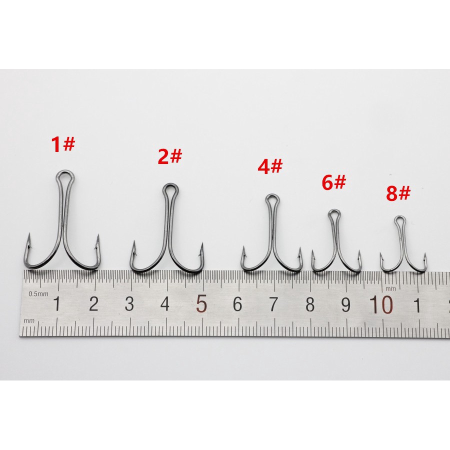 50 Móc đôi câu cá bằng thép carbon màu đen 9908 có 5 kích cỡ
