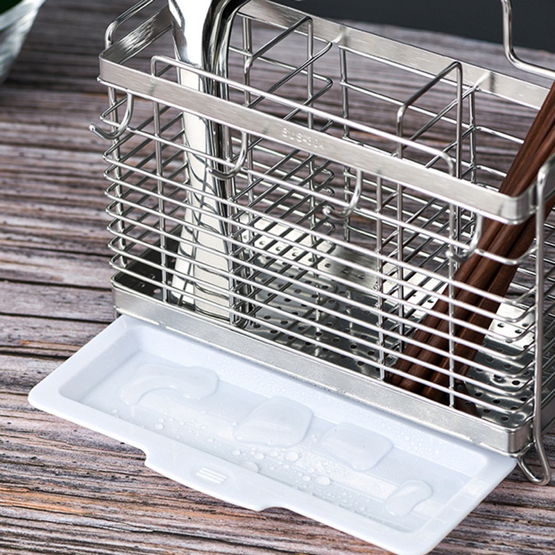Giá Đỡ Muỗng Đũa Bằng Thép Không Gỉ Thiết Kế Thoát Nước Tiện Dụng Cho Nhà Bếp