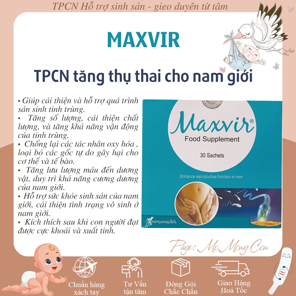 MAXVIR tăng chất lượng và số lượng tinh trùng, tăng thụ thai hỗ trợ vô sinh hiếm muộn
