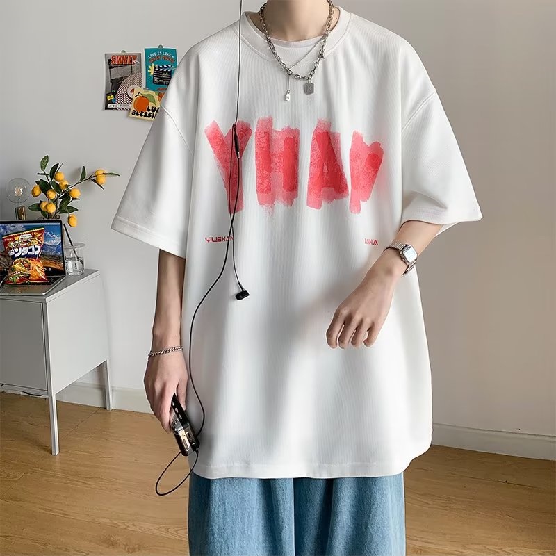 Áo Thun Tay Ngắn Dáng Rộng In Chữ Phong Cách Hip Hop Nhật Bản Thời Trang Mùa Hè Cho Nam Và Nữ size M-8XL