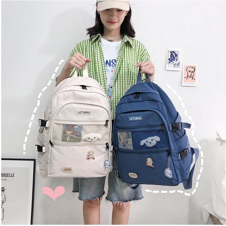 [Tặng kèm gấu, 03 stickers, decan] BALO thời Trang LETUBAG ulzzang Hàn Quốc chống thấm nước