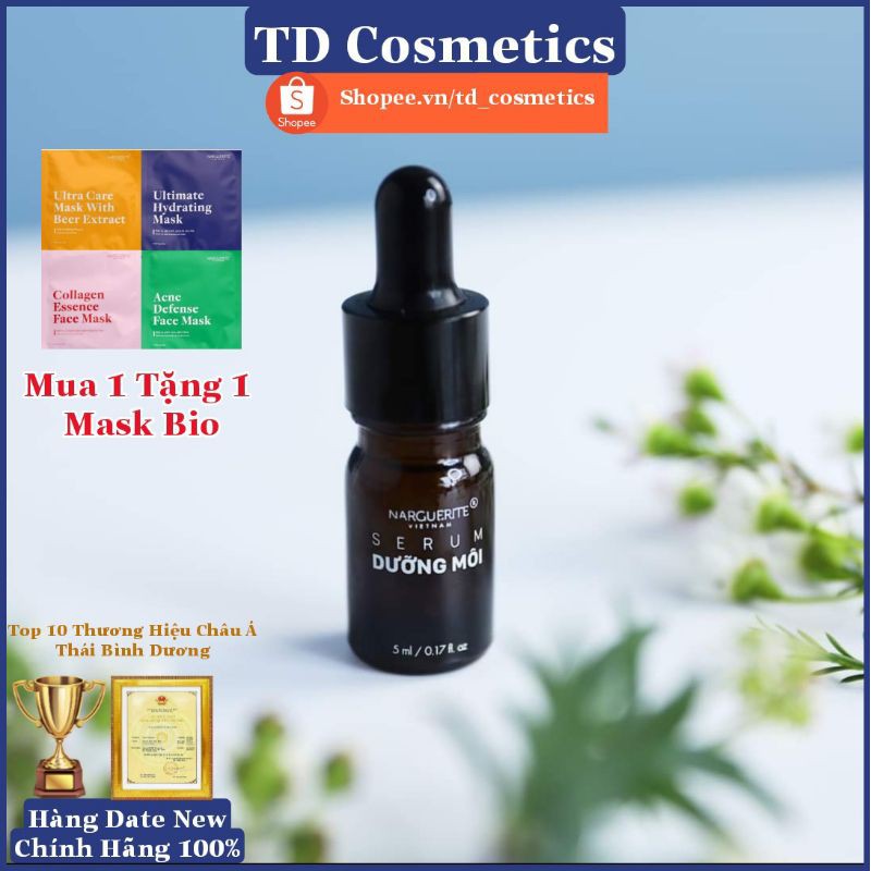 SERUM DƯỠNG MÔI, GIẢM THÂM MÔI NARGUERITE - GIÚP MÔI CĂNG BÓNG HỒNG HÀO, KHỎE MẠNH (5ML)