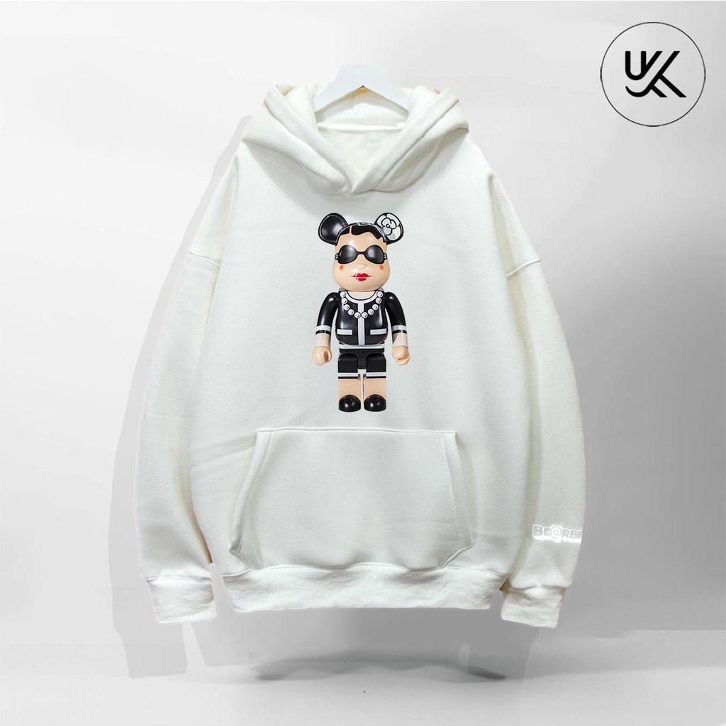 Áo Nỉ HOODIE BEARBRICK (tay áo in Phản Quang Bạc), Form Rộng CHUẨN Xu Hướng, áo nỉ bông hoodie unisex nam nữ. kkim shop