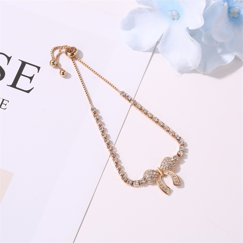 Vòng đeo tay MANYUE kiểu nơ đính đá pha lê thời trang dành cho nữ