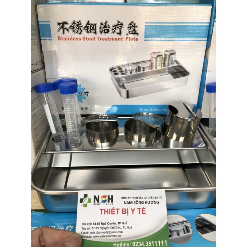 Bộ Khay inox đựng dụng cụ y tế 3 cốc đa năng,Bộ khay inox dùng trong y tế spa thẫm mỹ viện 3 cốc 3 ngăn 25cm x 16cm x5cm