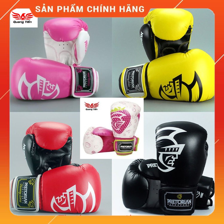 Freeship Găng tay boxing võ thuật Pretorian đỏ đen chính hãng