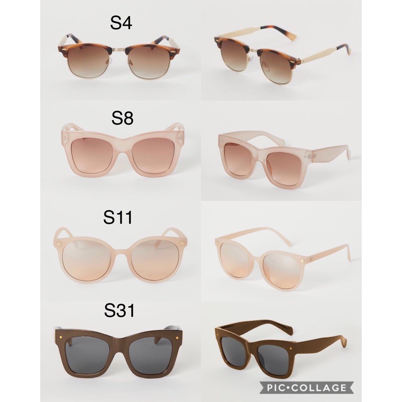 H&M Đức SALE kính chống tia UV râm mát HM chuẩn auth authentic chính hãng mắt mèo kim loại nâu hồng đen nam nữ | BigBuy360 - bigbuy360.vn