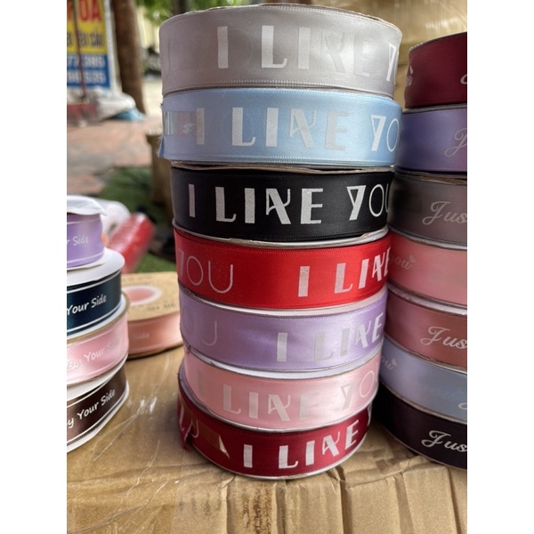 Ruy băng vải chữ 2.5 cm ( mẫu Always by your side )