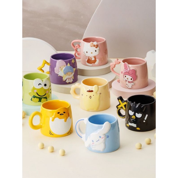 Ori Cốc Gốm Sứ In Hình Hello Kitty Cinnamoroll Melody Pompompurin Keroppi Badtzmaru Sanrio