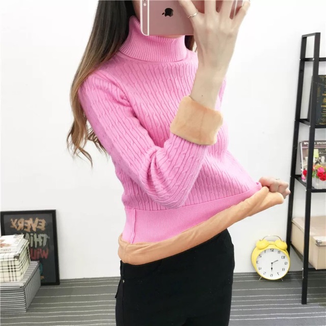 Len nữ cổ cao lót nỉ ấm siêu kute hàng QCCC