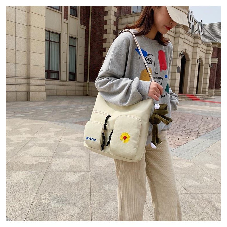 Túi vải nữ đeo chéo vai sinh viên túi Nhật Bản hoang dã túi xách mang theo túi xách túi xách công suất lớn túi vải