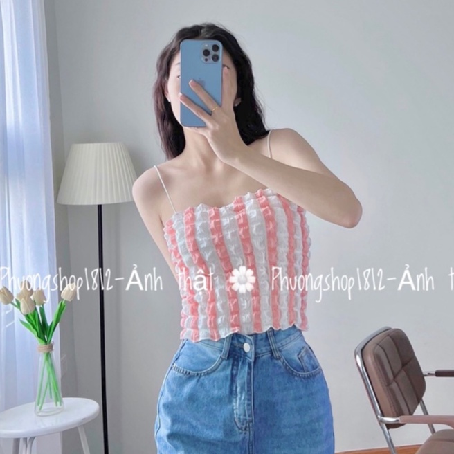 Áo Xốp Sọc Hai Dây ,siêu siêu hót nhé [ ảnh-video thật ] PHUONGSHOP1812