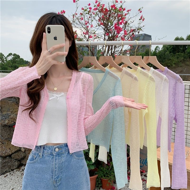 COZOK Áo Khoác cardigan Dệt Kim Tay Dài Chống Nắng Thiết Kế Đơn Giản Hợp Thời Trang