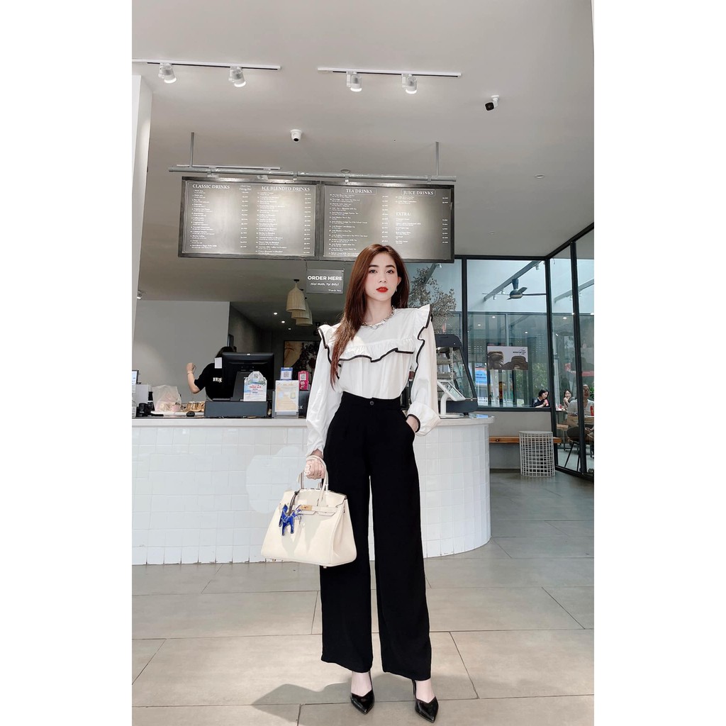 QUẦN TÂY ỐNG RỘNG NỮ, QUẦN TÂY ỐNG RỘNG LƯNG CAO MÀU ĐEN CAO CẤP BABO ĐỦ SIZE S, M, L SIÊU PHONG CÁCH CỰC XỊN SÒ