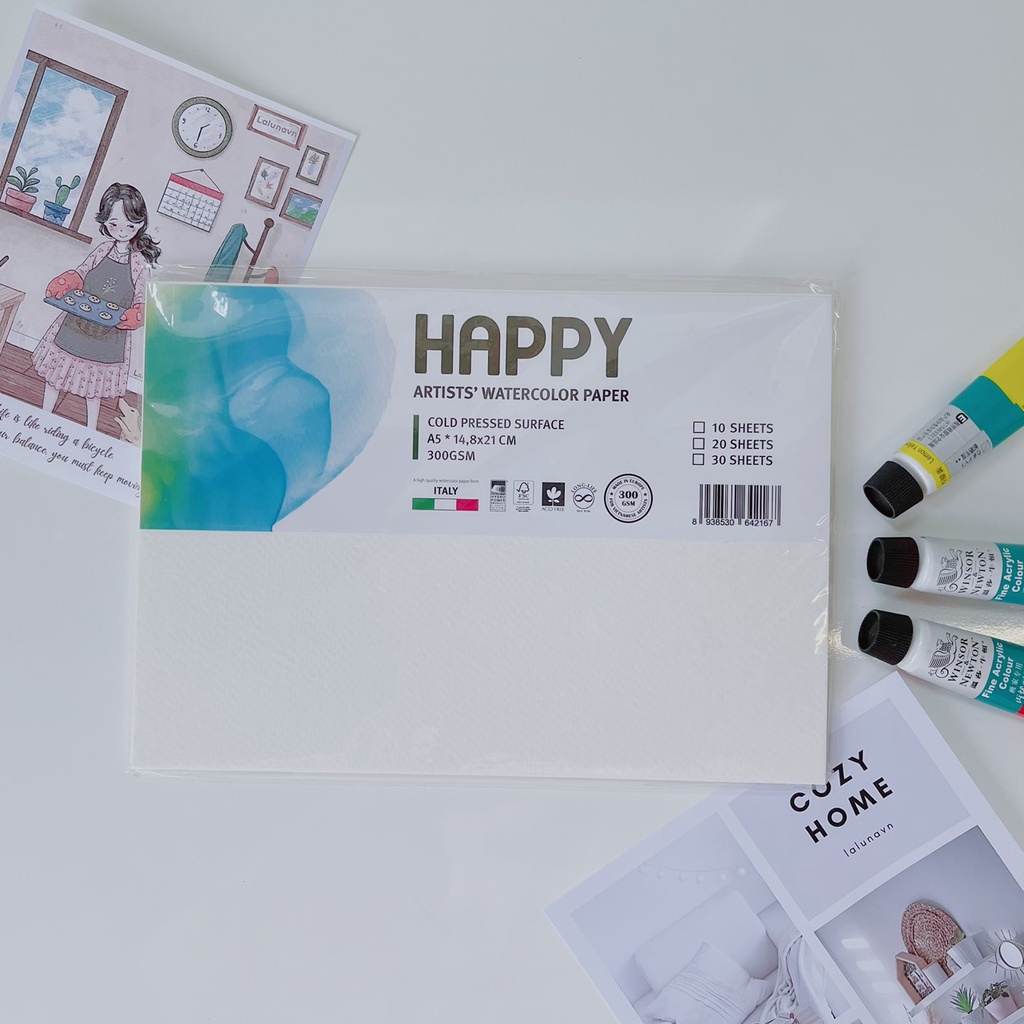 Giấy Vẽ Màu Nước HAPPY A4/A5/A6 300gsm nhập khẩu