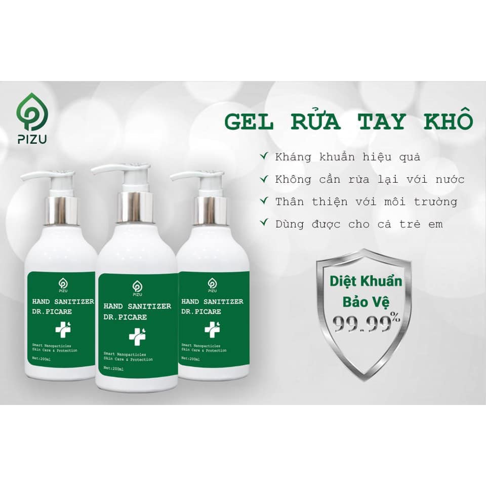 Sỉ 5 Chai Gel Rửa Tay Khô Kháng Khuẩn Pizu