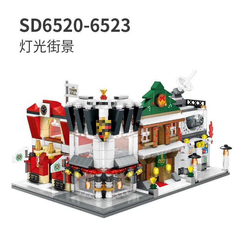 Compatible with Lego Sembo Block SD6520-6523 Hall Winter Cafe Museum Building