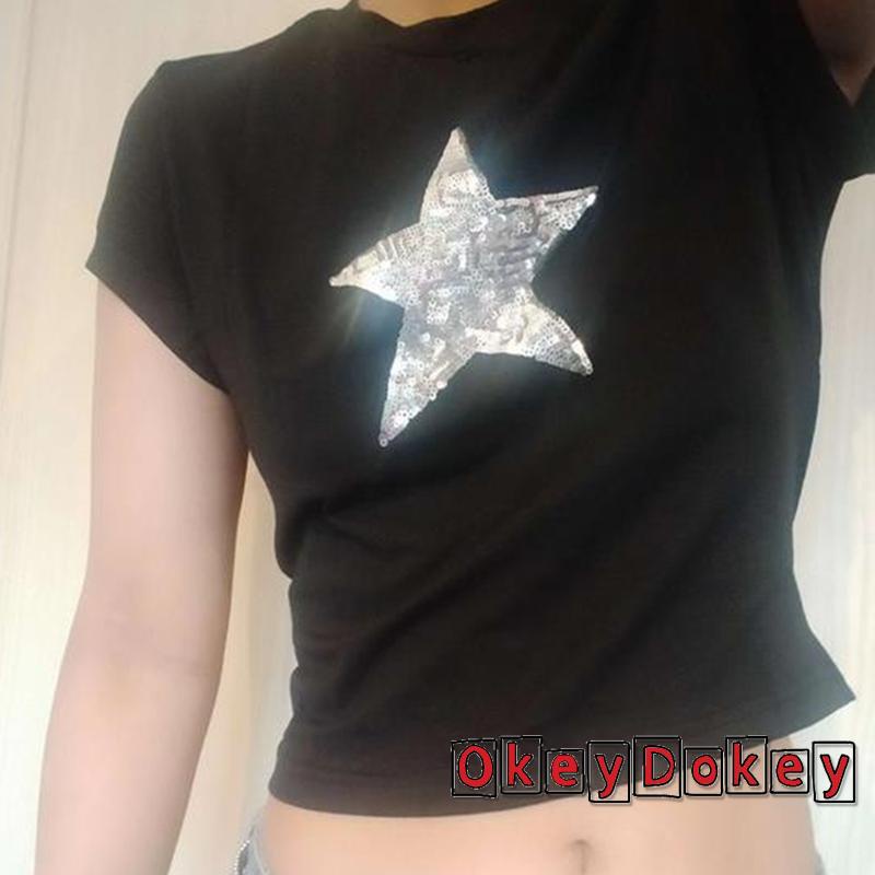 Áo Crop Top Nữ Tay Ngắn y2k Phong Cách Harajuku Đường Phố