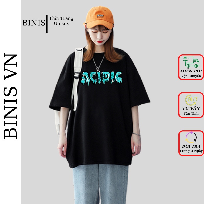 Áo Thun Tay Lỡ  Unisex Form Rộng Nam Nữ Chất Vải Cotton Áo Phông Tay Lỡ Cổ Tròn Phong Cách Ulzzang BINIS