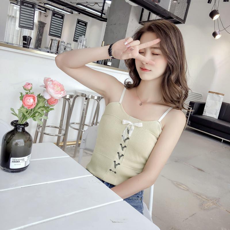 Áo croptop len nữ phong cách Hàn Quốc, Áo len hai dây croptop phong cách trẻ trung quyến rũ