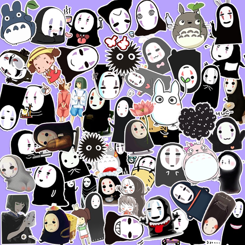 ★★★ Spirited Away. Sticker Dán Trang Trí Nhật Ký Mini Q-1 Hình Vô Diện Xinh Xắn ★★★ 48 Miếng Dán Decal Thời Trang Trang Trí Album