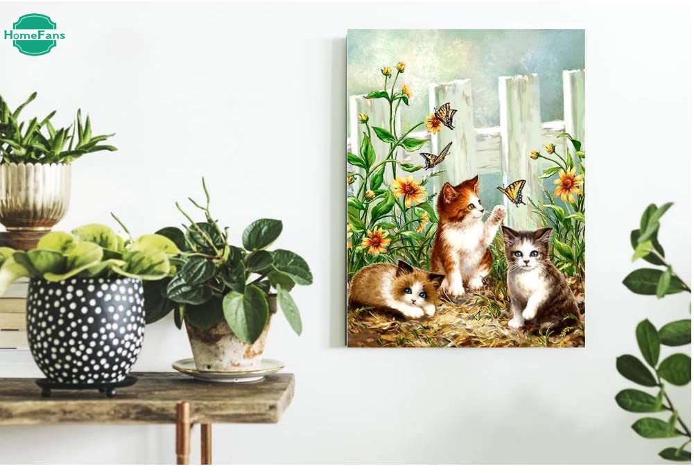 Tranh đính đá 5D tự làm hình mèo con đáng yêu 30x40