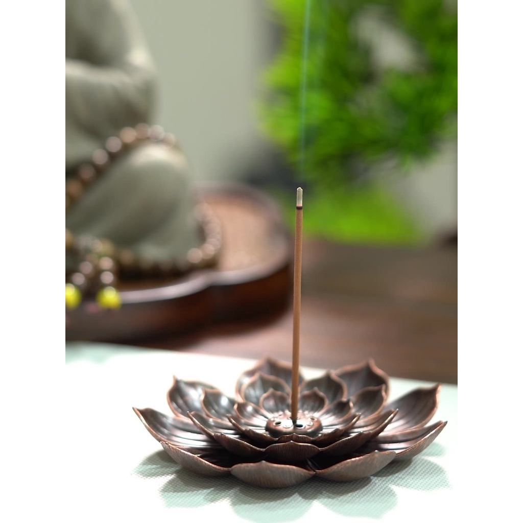 Đế Đồng Hoa Sen Cắm Nhang  - Đồng Nguyên Chất - trang trí và đốt nhang trầm