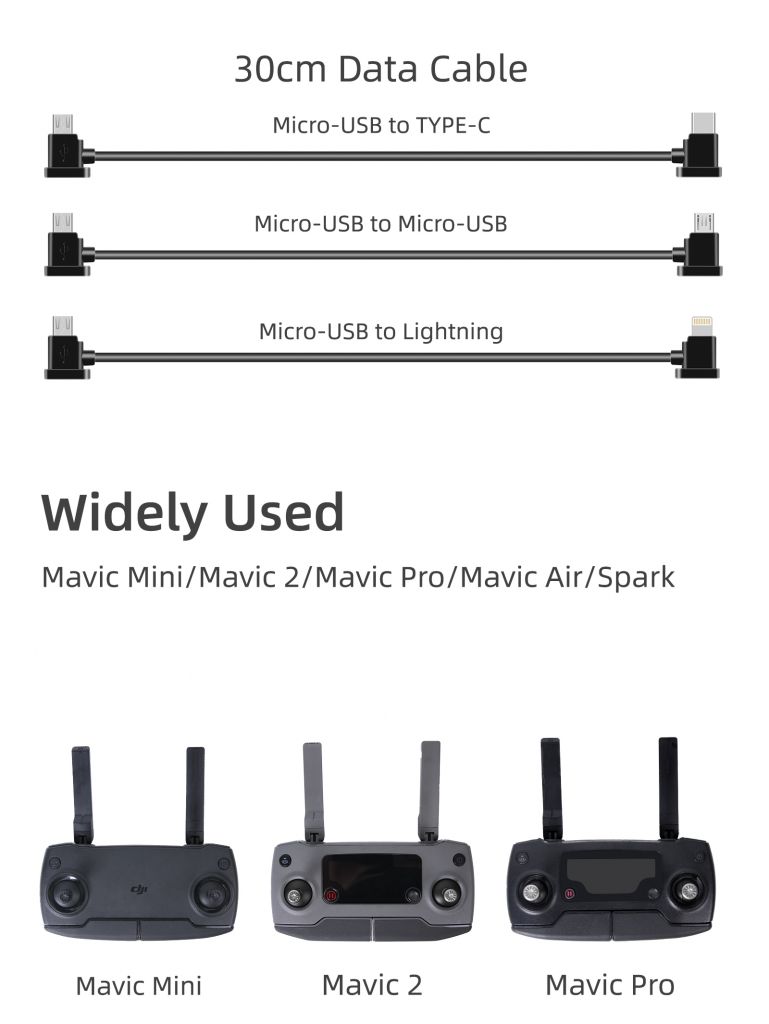 1 Dây Cáp Chuyển Đổi Micro Usb Sang Lightning / Type-C / Micro-Usb 15 / 30cm Cho Dji Spark / Mavic Mini / Mavic 2 / Mavic (Nuuo) | BigBuy360 - bigbuy360.vn