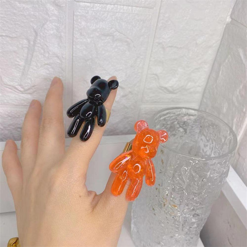 Set 2 Nhẫn Hình Gấu Violent Dễ Thương Cho Nữ|Khuôn Nhựa Acrylic Màu Sắc Đa Dạng Chất Lượng Cao|Phụ Kiện Lá Nhôm Thời Trang Trang Trí