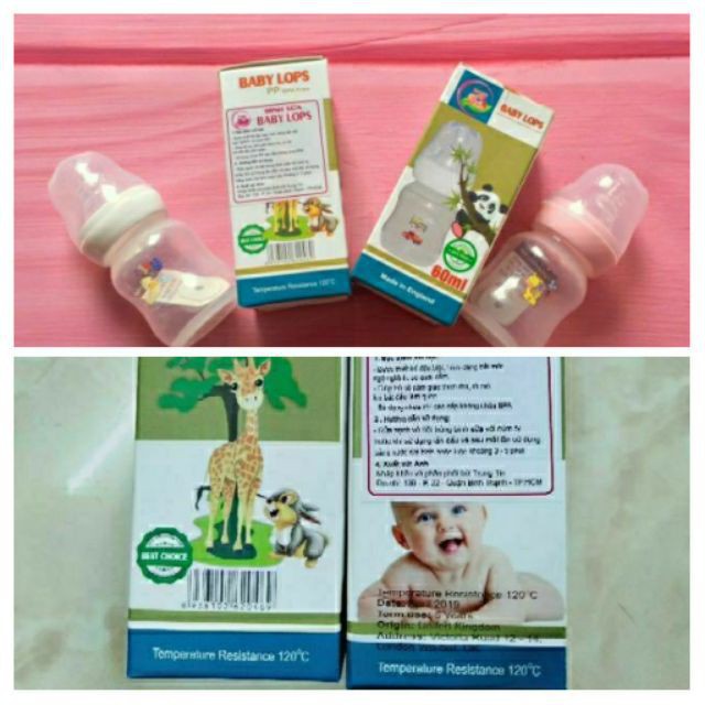 Bình sữa cho bé trẻ sơ sinh Baby Lops lọ 60ml SK01