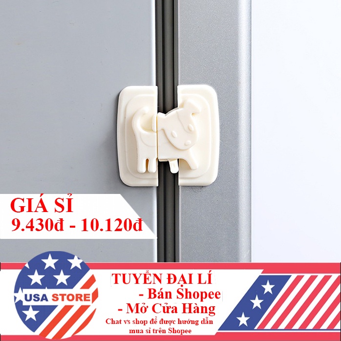Khóa Cài Tủ Hình Con Cún - Miếng Chặn Cửa Chống Va Đập Cửa Sập, Chặn Gió Kẹp/Kẹt Tay Bé
