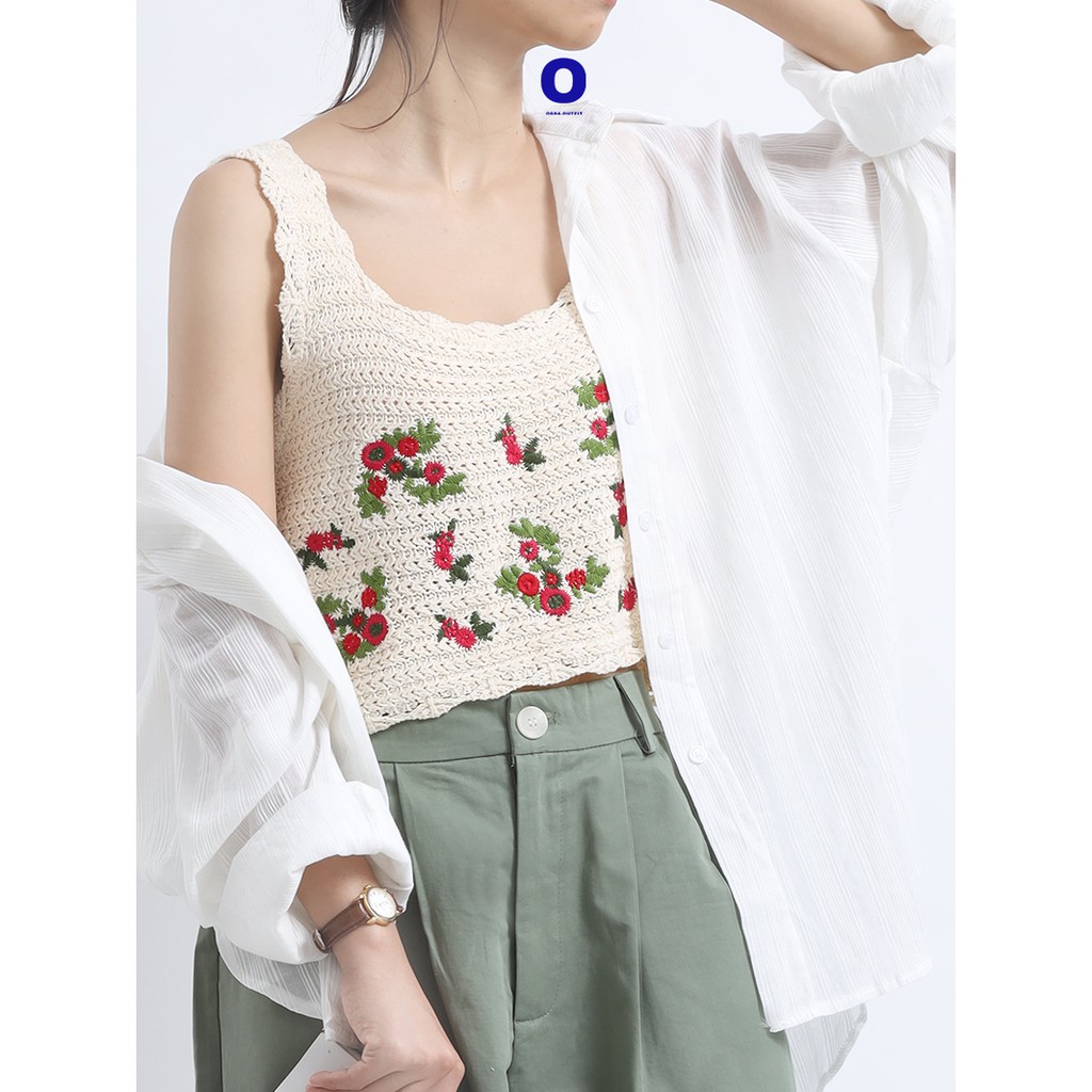 ODDA OUTFIT / Áo sơ mi trắng có gân sọc đơn giản dễ phối, áo sơ mi phong cách tối giản.