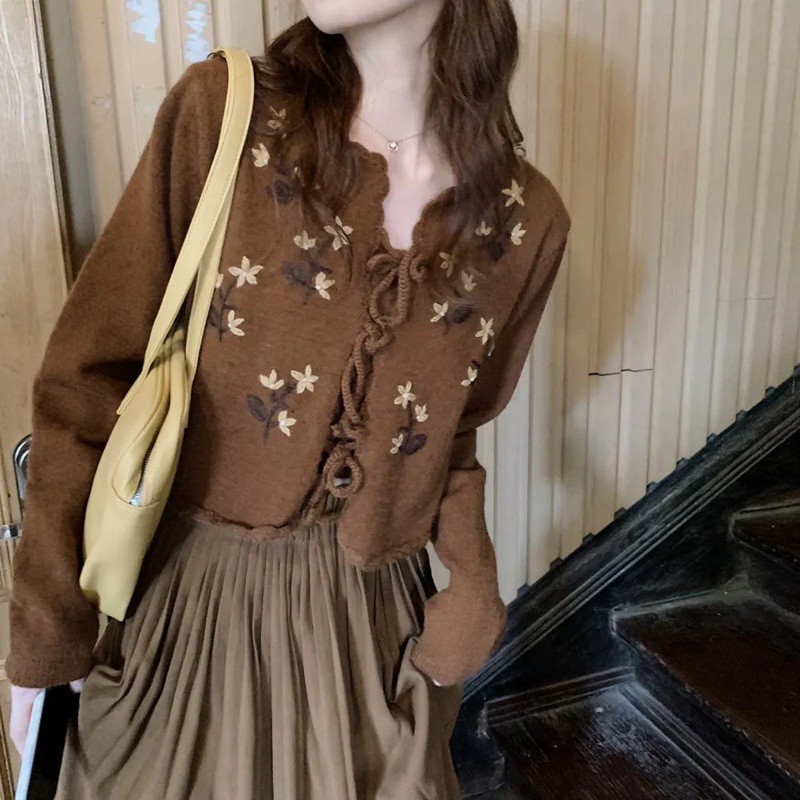 SET ÁO CARDIGAN THÊU HOA VER2
