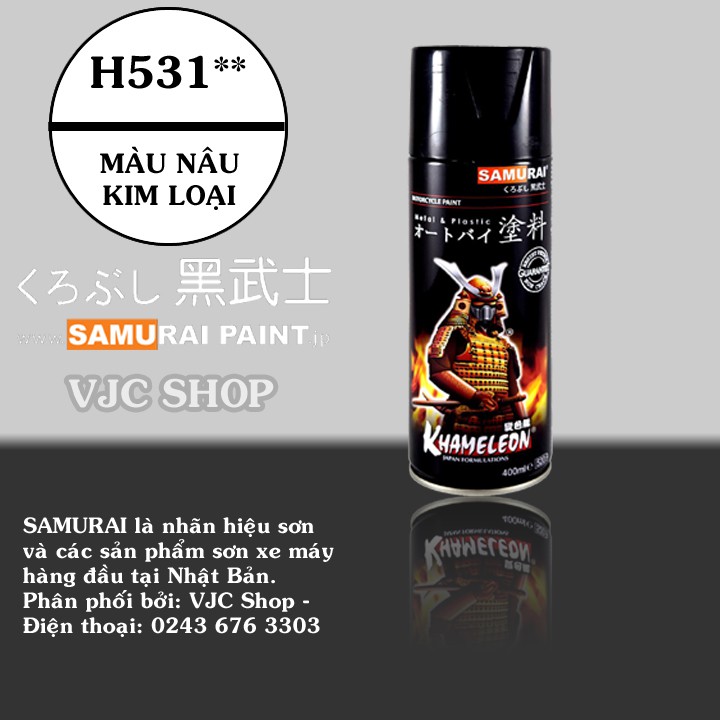 Chai sơn xịt sơn xe máy cao cấp SAMURAI màu nâu kim loại mã H531** dung tích 400 ml