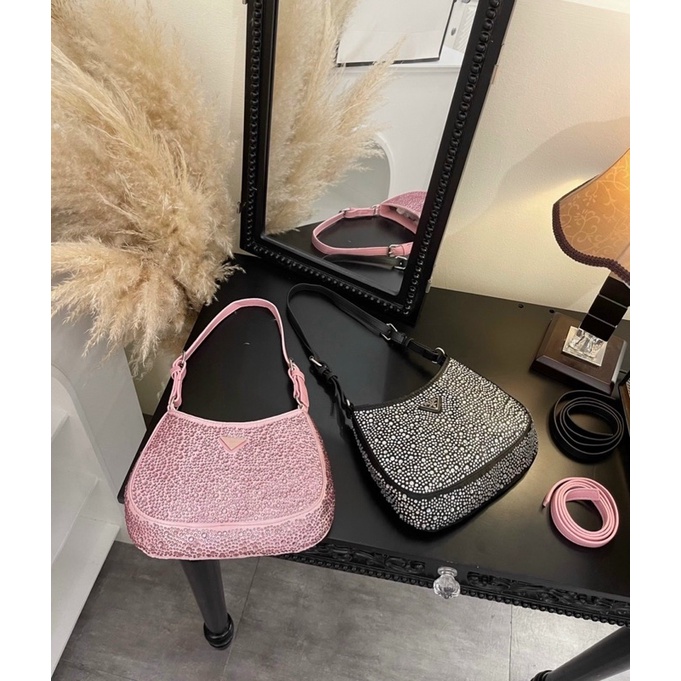 Túi kẹp nách P.R.A.D.A đính đá siêu hot kèm ảnh thật shop tự chụp