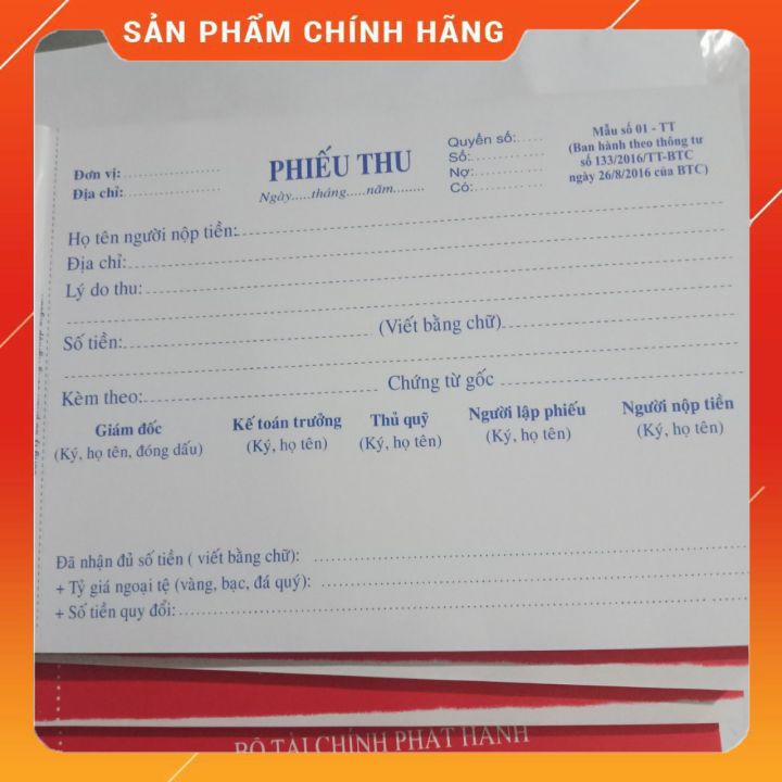 Phiếu thu Phiếu chi 3 liên A5 thông tư 107/2017 giấy đẹp 100 tờ