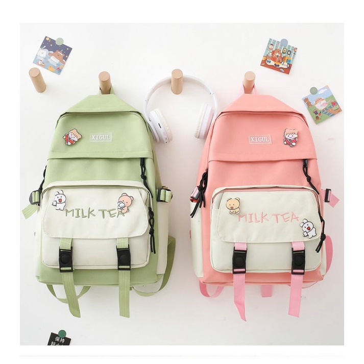 Balo ulzzang đi học chống thấm nước - MILK TEA 2