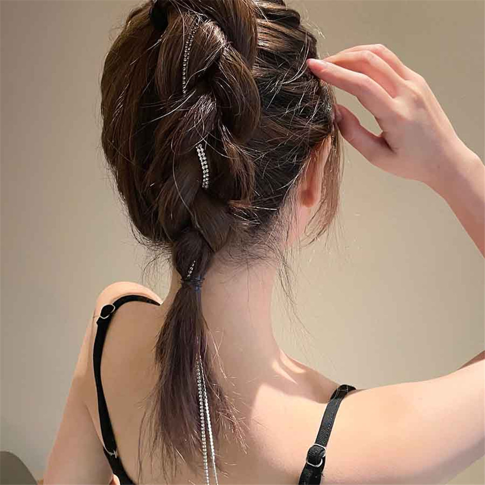 Kẹp Tóc Dây Đính Đá Lấp Lánh Phong Cách Hàn Quốc