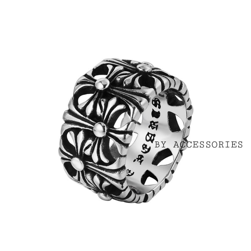 Nhẫn titan chrome hearts dạng ống 14mm không gỉ MR201201